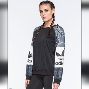 Adidas Originals Womens Snakeskin Trefoil Logo Crew Neck Sweater SML